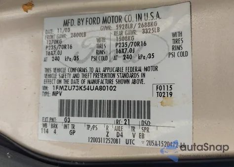 2004 Ford Explorer Nbx/Xlt z USA, uszkodzony, nr VIN 1FMZU73K54UA80102